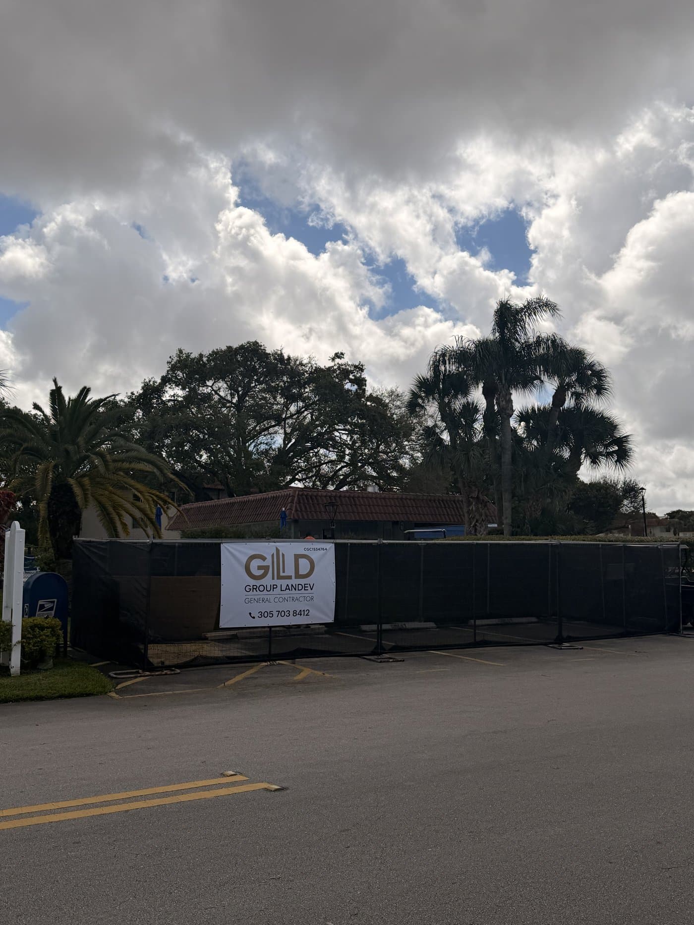 Temporary construction fencing installed at job site